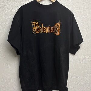 Balenciaga Black Tee with Orange Graphic